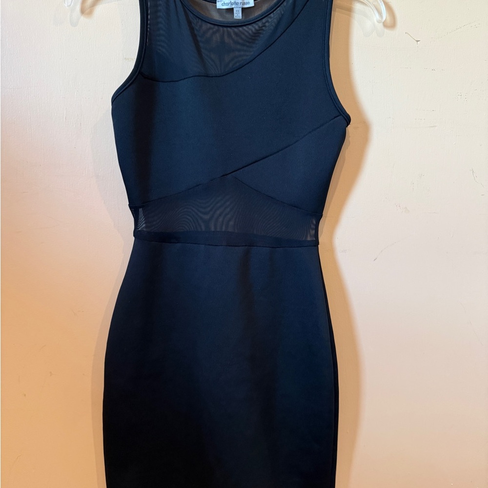 Charlotte Russe black Mesh Detail Mini Dress